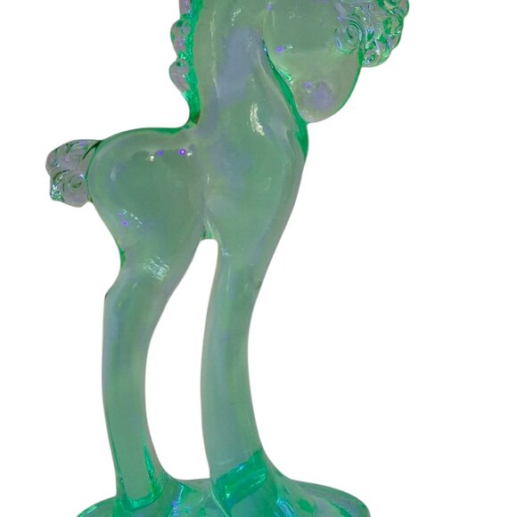 Vintage Aqua Glass Trojan Horse Figurine • UV Reactive Glow Glass - Picture 5 of 7